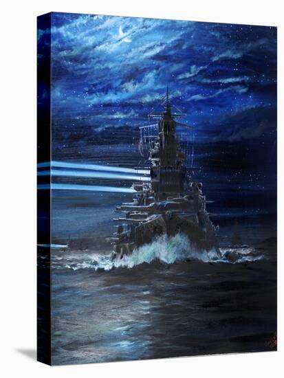 IJN Hiei and Akatsuki light up USS Atlanta, Guadalcanal 1942, 2018-Vincent Alexander Booth-Stretched Canvas