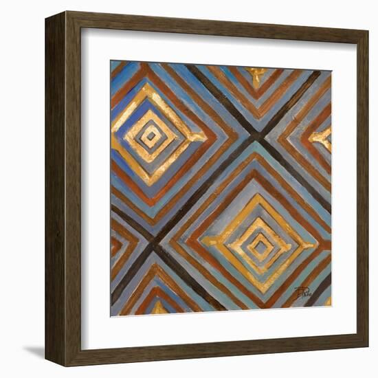 Ikat and Pattern with Gold-Patricia Pinto-Framed Art Print