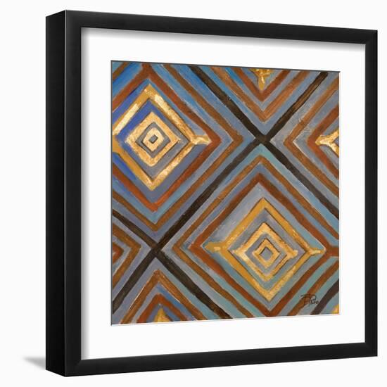 Ikat and Pattern with Gold-Patricia Pinto-Framed Art Print