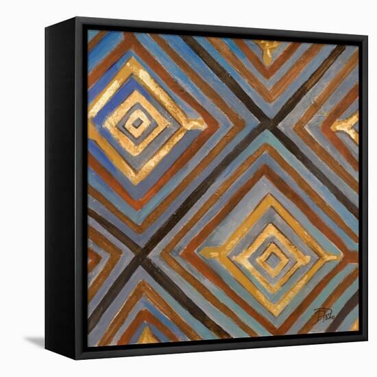 Ikat and Pattern with Gold-Patricia Pinto-Framed Stretched Canvas