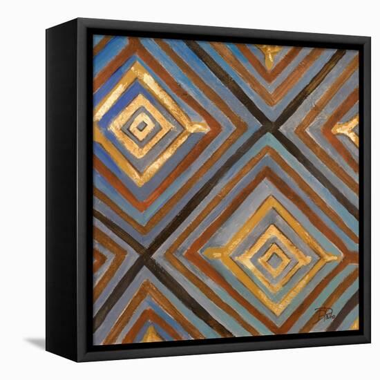Ikat and Pattern with Gold-Patricia Pinto-Framed Stretched Canvas