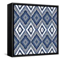 Ikat Blues-Ann Bailey-Framed Stretched Canvas