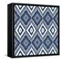 Ikat Blues-Ann Bailey-Framed Stretched Canvas