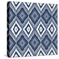 Ikat Blues-Ann Bailey-Stretched Canvas