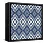 Ikat Blues-Ann Bailey-Framed Stretched Canvas