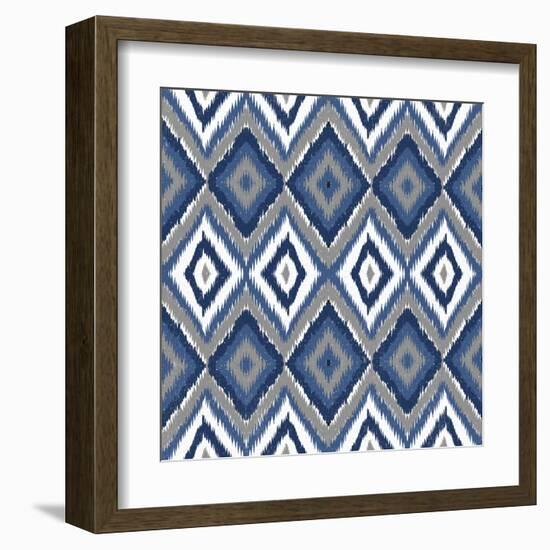 Ikat Blues-Ann Bailey-Framed Art Print