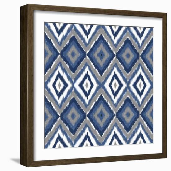 Ikat Blues-Ann Bailey-Framed Art Print