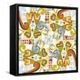 Ikat Tile I-Margaret Ferry-Framed Stretched Canvas