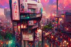 Anime Street Scene Computer Generated-iKinoto-Stretched Canvas