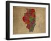 IL Colorful Counties-Red Atlas Designs-Framed Giclee Print