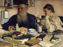 The Author Leo Tolstoy with His Wife in Yasnaya Polyana, 1907-Il'ya Repin-Stretched Canvas