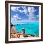 Illetes Illetas Beach Wooden Pier Turquoise Sea Formentera Balearic Islands Mediterranean-Natureworld-Framed Photographic Print