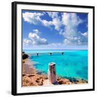 Illetes Illetas Beach Wooden Pier Turquoise Sea Formentera Balearic Islands Mediterranean-Natureworld-Framed Photographic Print