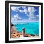 Illetes Illetas Beach Wooden Pier Turquoise Sea Formentera Balearic Islands Mediterranean-Natureworld-Framed Photographic Print