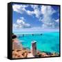 Illetes Illetas Beach Wooden Pier Turquoise Sea Formentera Balearic Islands Mediterranean-Natureworld-Framed Stretched Canvas