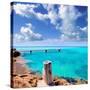 Illetes Illetas Beach Wooden Pier Turquoise Sea Formentera Balearic Islands Mediterranean-Natureworld-Stretched Canvas