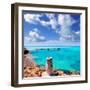 Illetes Illetas Beach Wooden Pier Turquoise Sea Formentera Balearic Islands Mediterranean-Natureworld-Framed Photographic Print