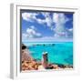 Illetes Illetas Beach Wooden Pier Turquoise Sea Formentera Balearic Islands Mediterranean-Natureworld-Framed Photographic Print