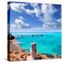 Illetes Illetas Beach Wooden Pier Turquoise Sea Formentera Balearic Islands Mediterranean-Natureworld-Stretched Canvas