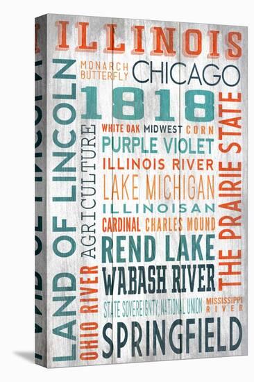 Illinois - Barnwood Typography-Lantern Press-Stretched Canvas