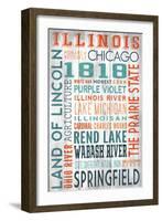 Illinois - Barnwood Typography-Lantern Press-Framed Art Print