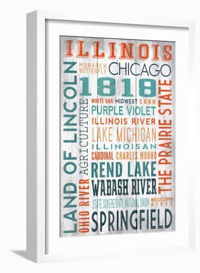 Illinois - Barnwood Typography-Lantern Press-Framed Art Print