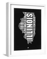 Illinois Black and White Map-NaxArt-Framed Art Print