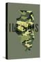 Illinois - Camo State - Green with Background-Lantern Press-Stretched Canvas