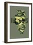 Illinois - Camo State - Green with Background-Lantern Press-Framed Art Print