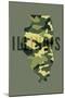 Illinois - Camo State - Green with Background-Lantern Press-Mounted Art Print