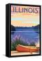 Illinois - Canoe and Lake-Lantern Press-Framed Stretched Canvas