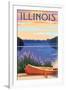 Illinois - Canoe and Lake-Lantern Press-Framed Art Print