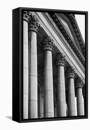 Illinois Capitol Columns BW-Steve Gadomski-Framed Stretched Canvas