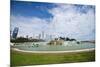 Illinois, Chicago, Grant Park, Buckingham Fountain and Loop Skyline Background-Bernard Friel-Mounted Premium Photographic Print