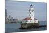 Illinois, Chicago, Lake Michigan. Chicago Harbor Light with Skyline-Cindy Miller Hopkins-Mounted Photographic Print