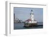 Illinois, Chicago, Lake Michigan. Chicago Harbor Light with Skyline-Cindy Miller Hopkins-Framed Photographic Print