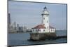 Illinois, Chicago, Lake Michigan. Chicago Harbor Light with Skyline-Cindy Miller Hopkins-Mounted Photographic Print