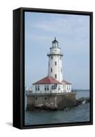 Illinois, Chicago. Lake Michigan, Chicago Harbor Light-Cindy Miller Hopkins-Framed Stretched Canvas