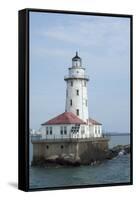 Illinois, Chicago. Lake Michigan, Chicago Harbor Light-Cindy Miller Hopkins-Framed Stretched Canvas