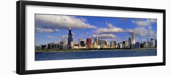 Illinois, Chicago, Panoramic View of an Urban Skyline by the Shore-null-Framed Photographic Print
