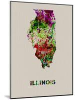 Illinois Color Splatter Map-NaxArt-Mounted Art Print