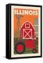 Illinois - Country - Woodblock-Lantern Press-Framed Stretched Canvas