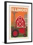 Illinois - Country - Woodblock-Lantern Press-Framed Art Print