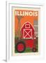 Illinois - Country - Woodblock-Lantern Press-Framed Art Print