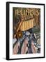 Illinois - Fishing Still Life-Lantern Press-Framed Art Print