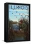 Illinois - Hunter and Lake-Lantern Press-Framed Stretched Canvas