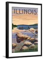 Illinois - Lake Sunrise Scene-Lantern Press-Framed Art Print