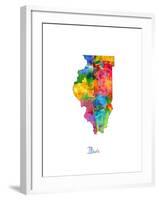 Illinois Map-Michael Tompsett-Framed Art Print