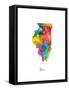 Illinois Map-Michael Tompsett-Framed Stretched Canvas