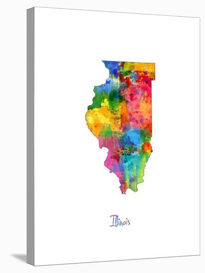 Illinois Map-Michael Tompsett-Stretched Canvas